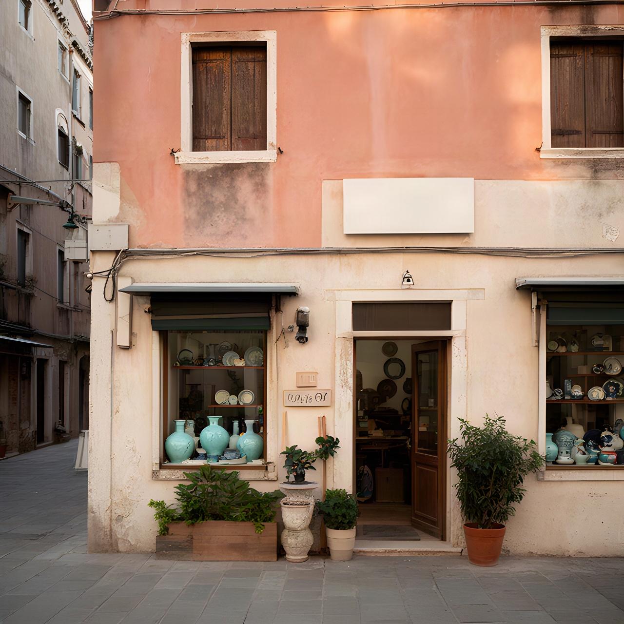 Facciata del laboratorio di ceramica in Via Forte Cosenz a Venezia
